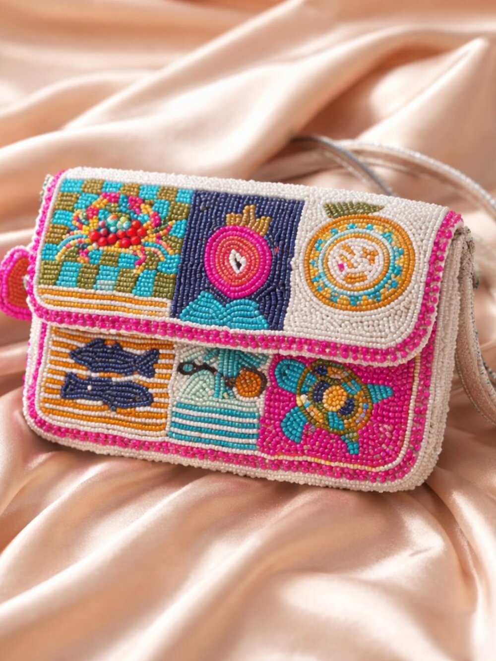 Coastal Chic Beaded Crossbody 🦀 Euro Summer Novelty Bag